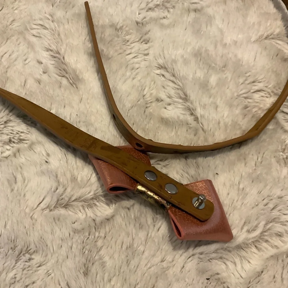 Loft Gold Embossed Belt with Pink Bow